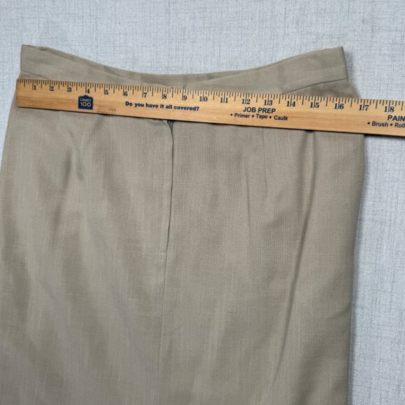 Vintage Oleg Cassini Skirt Suit Set Beige Navy Trim Pencil Straight Size 16 - Picture 12 of 16